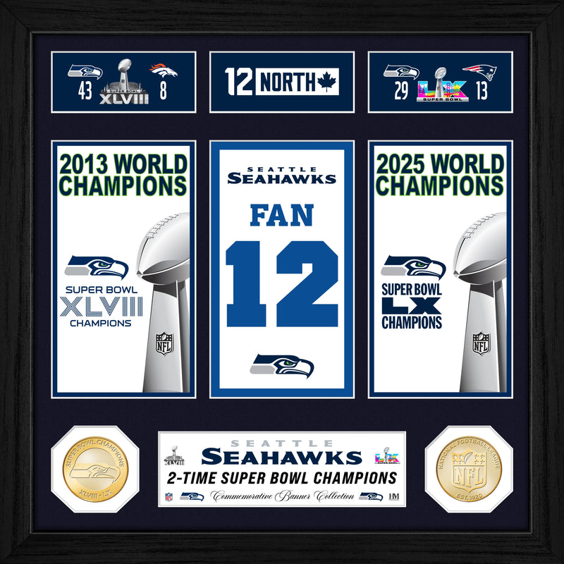 Highland Mint Seattle Seahawks Super Bowl Champions Banner Collection Bronze Coin Photo Mint