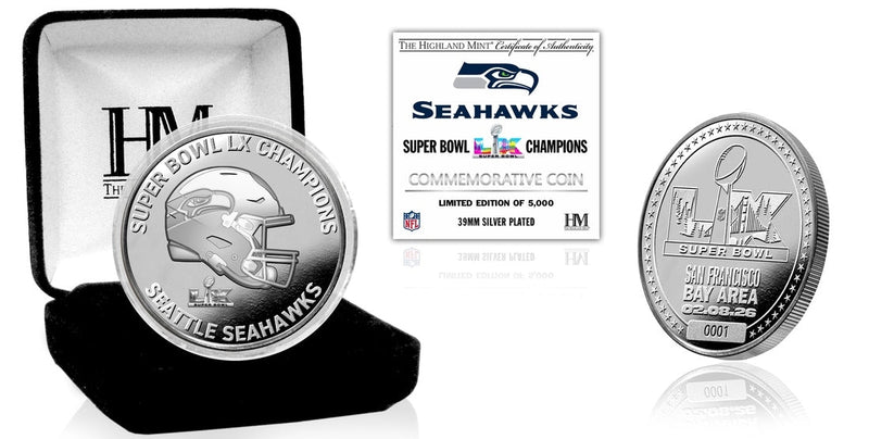 Highland Mint Seattle Seahawks Super Bowl LX Champions Silver Plated Coin - Limited Edition /5,000