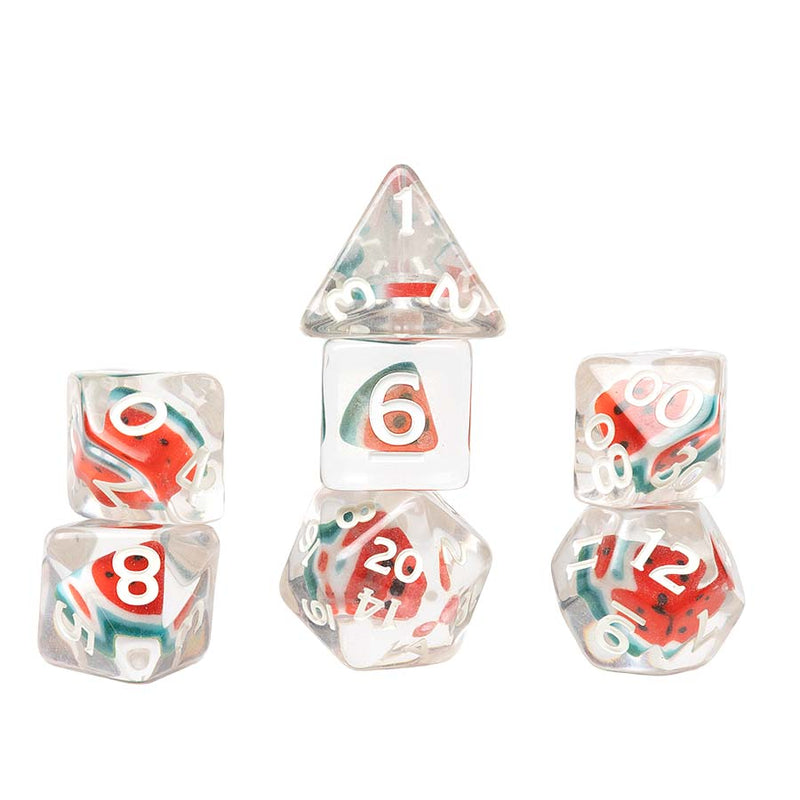 Sirius Dice Fruit Slice 7-Piece Polyhedral Dice Set - Watermelon
