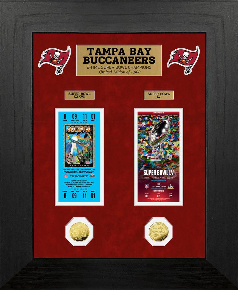 Highland Mint Tampa Bay Buccaneers 2-Time Super Bowl Champions Gold Coin & Ticket Collection - Limited Edition /1000