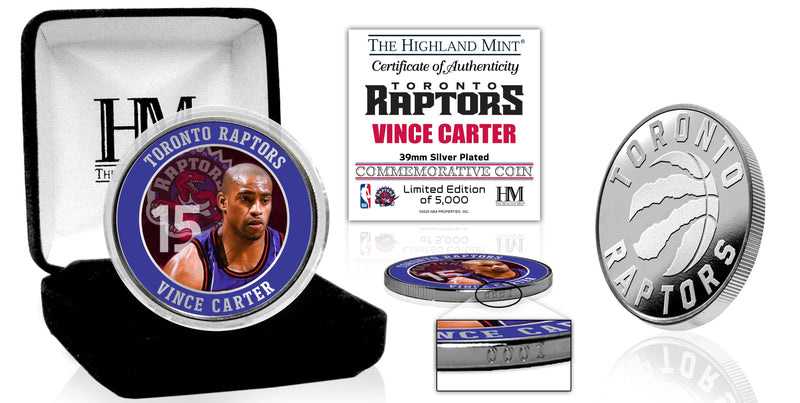 Highland Mint Vince Carter Toronto Raptors Silver Plated Color Coin - Limited Edition /5,000
