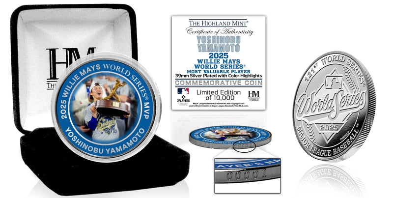 Highland Mint Yoshinobu Yamamoto 2025 World Series MVP Silver Coin - Limited Edition /10,000