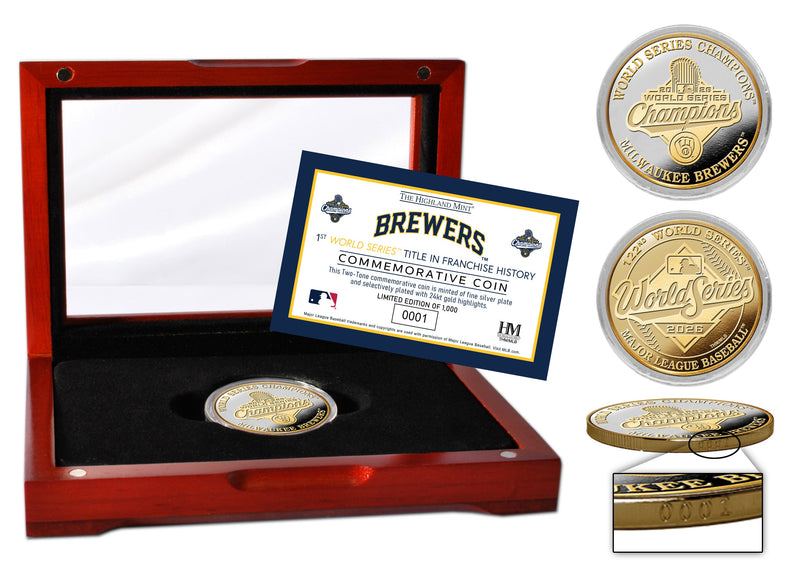 Highland Mint Milwaukee Brewers 2026 World Series Champions 2-Tone Silver & Gold Plated Coin - Limited Edition /1,000