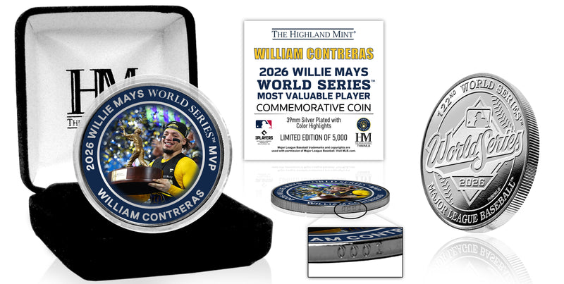 Highland Mint William Contreras Milwaukee Brewers 2026 World Series MVP Silver-Plated Color Coin - Limited Edition /5,00