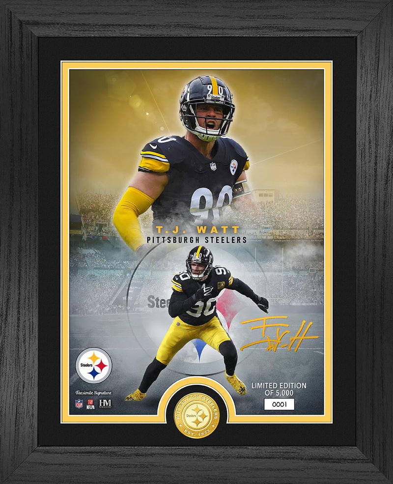Highland Mint TJ Watt NFL Legends Bronze Coin Photo Mint - Limited Edition /5,000