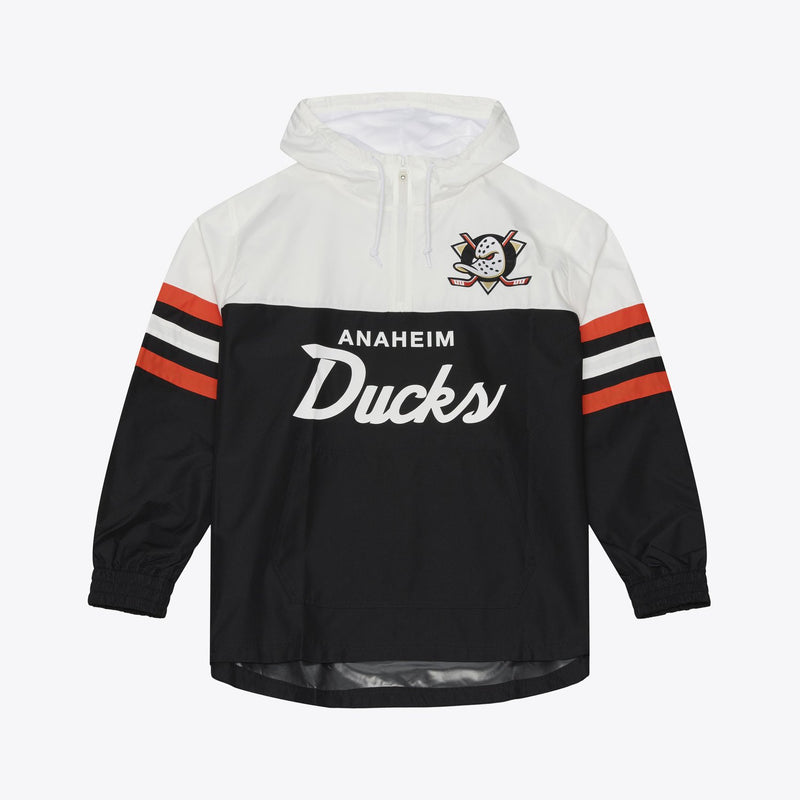 Mitchell & Ness Anaheim Ducks Black Head Coach Lightweight Anorak Quarter-Zip Windbreaker