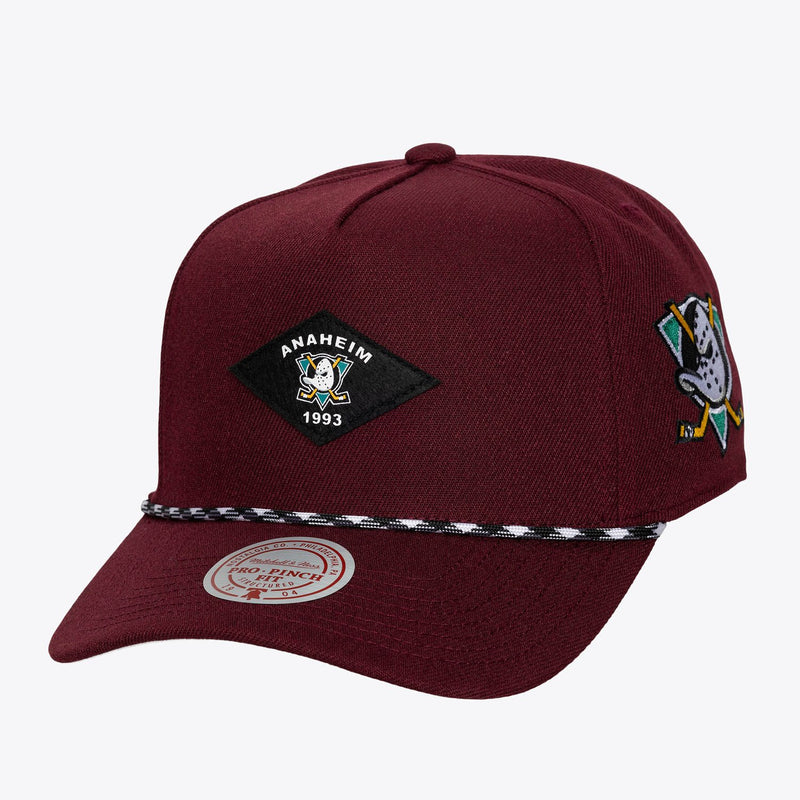 Mitchell & Ness Anaheim Ducks Purple Fine Print Pro Pinch Snapback Hat