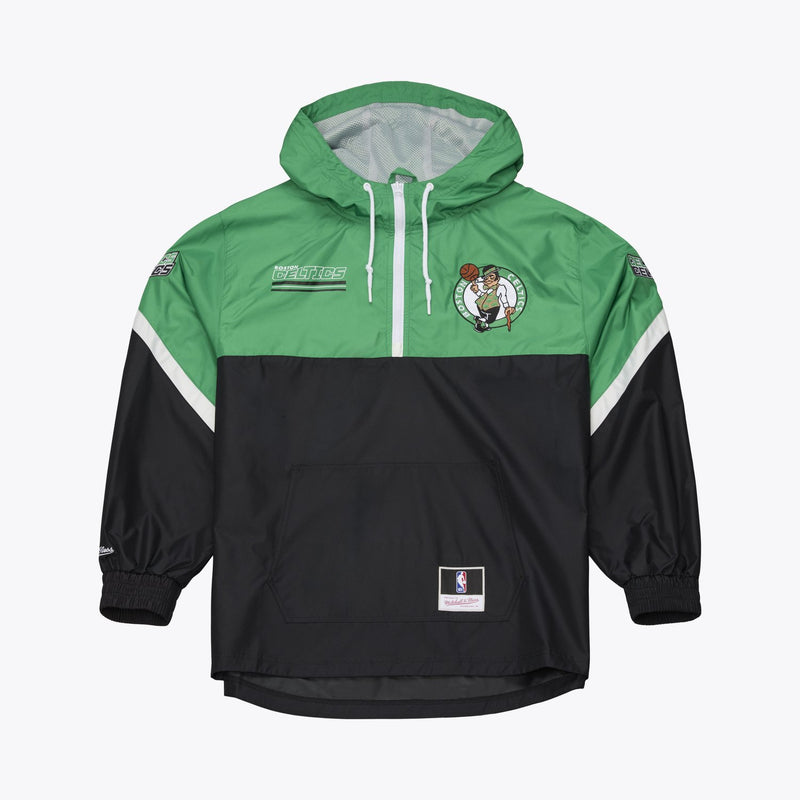Mitchell & Ness Boston Celtics Kelly Green/Black Triple Check Premium Quarter-Zip Windbreaker