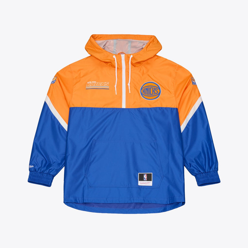 Mitchell & Ness New York Knicks Orange/Blue Triple Check Premium Quarter-Zip Windbreaker