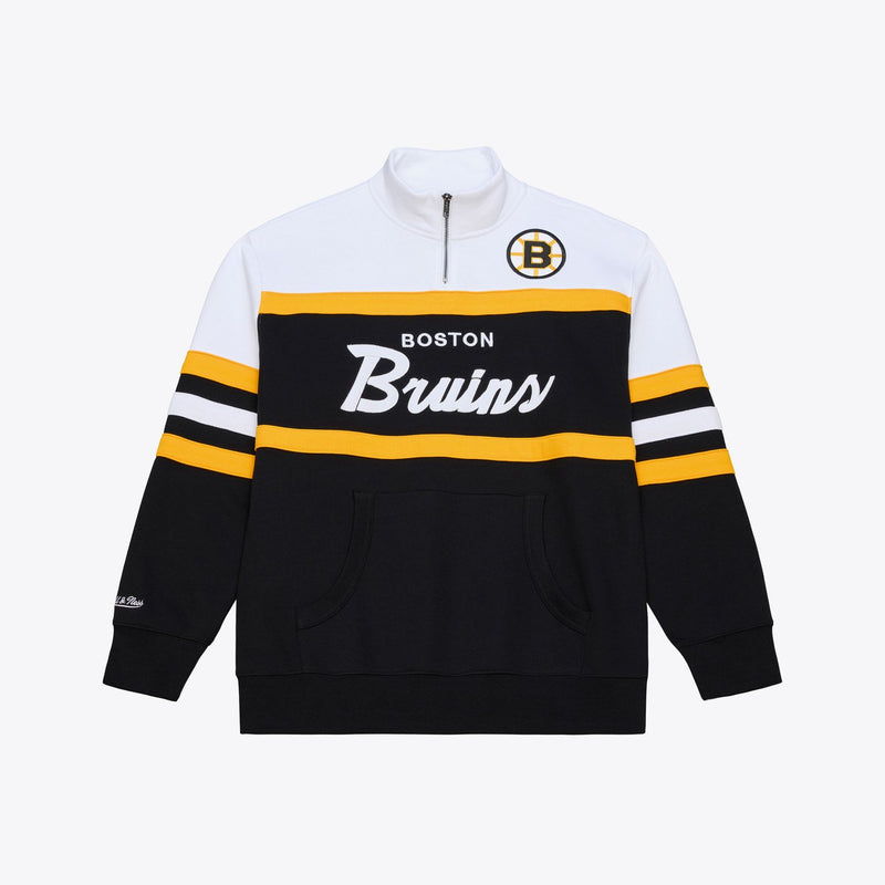 Mitchell & Ness Boston Bruins Black Head Coach Quarter-Zip Pullover