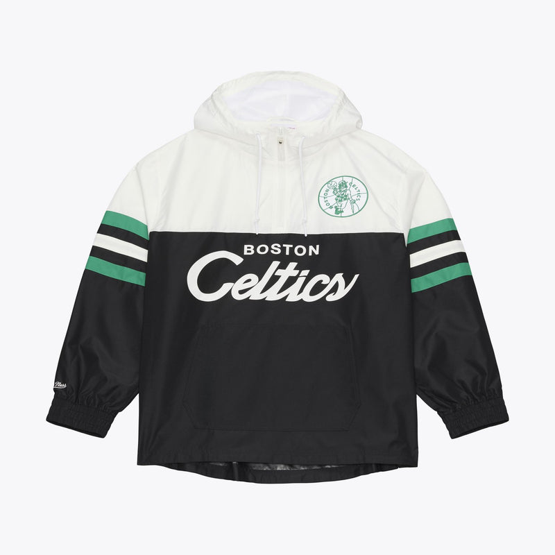 Mitchell & Ness Boston Celtics Black Head Coach Lightweight Anorak Quarter-Zip Windbreaker