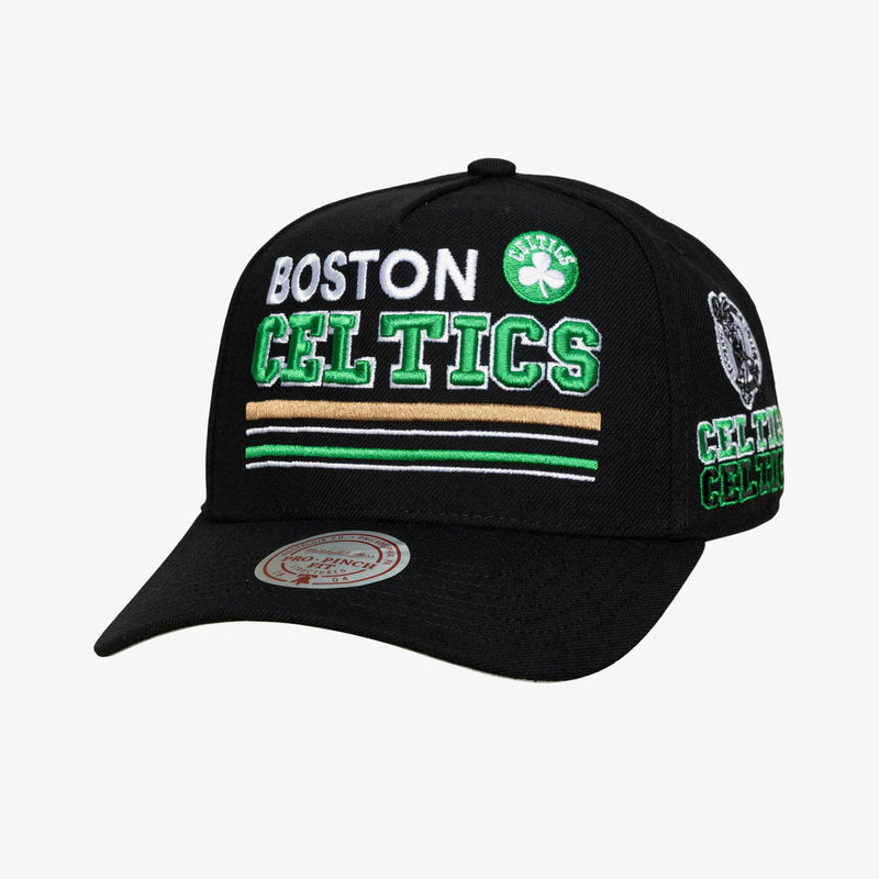 Mitchell & Ness Boston Celtics Black Triple Check Pro Pinch Snapback Hat
