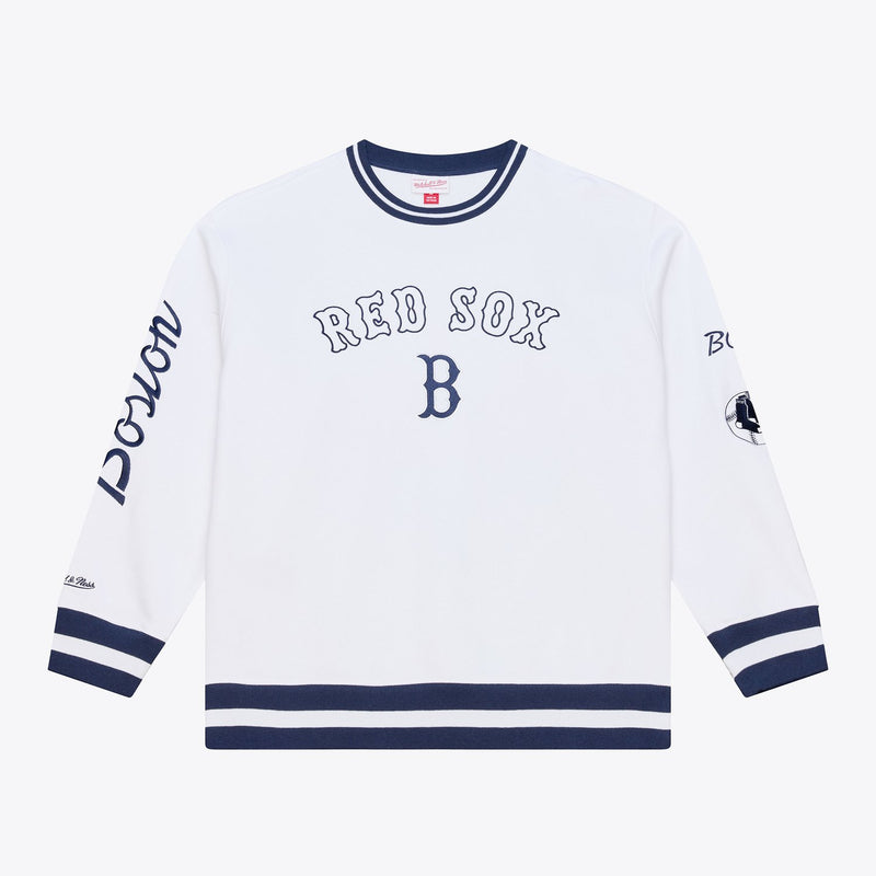 Mitchell & Ness Boston Red Sox Arctic White Fleece Crewneck Sweatshirt