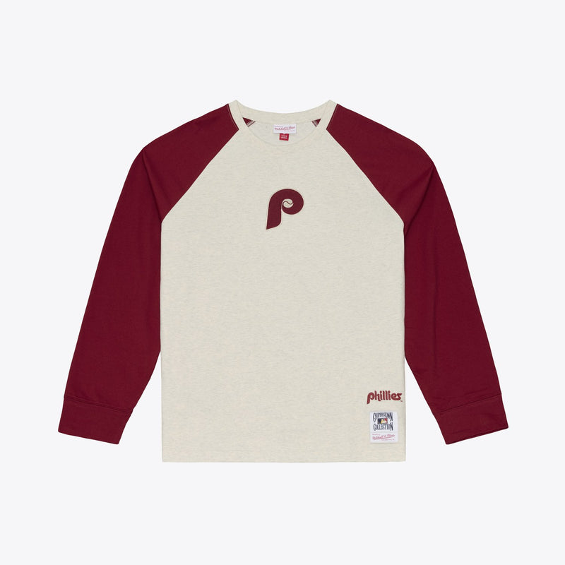 Mitchell & Ness Philadelphia Phillies Cream/Burgundy Retro Roots Premium Long Sleeve T-Shirt