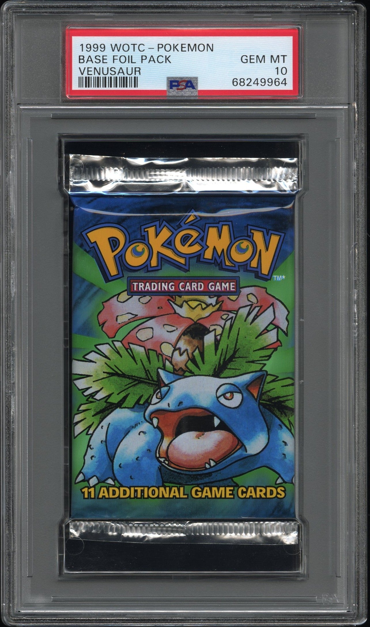 1999 Pokémon Base Set Venusaur Booster Pack PSA 10