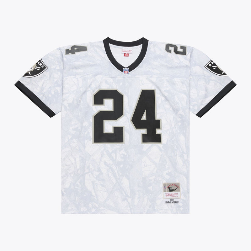 Mitchell & Ness Charles Woodson Oakland Raiders 1998 White Ghosted Fashion Jersey