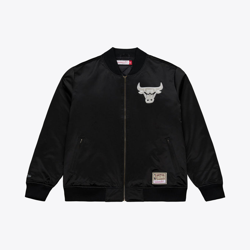 Mitchell & Ness Chicago Bulls Black Chrome Full-Zip Bomber Jacket