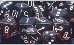 Chessex Translucent 12mm D6 Dice Block (36 Count) - Smoke/White
