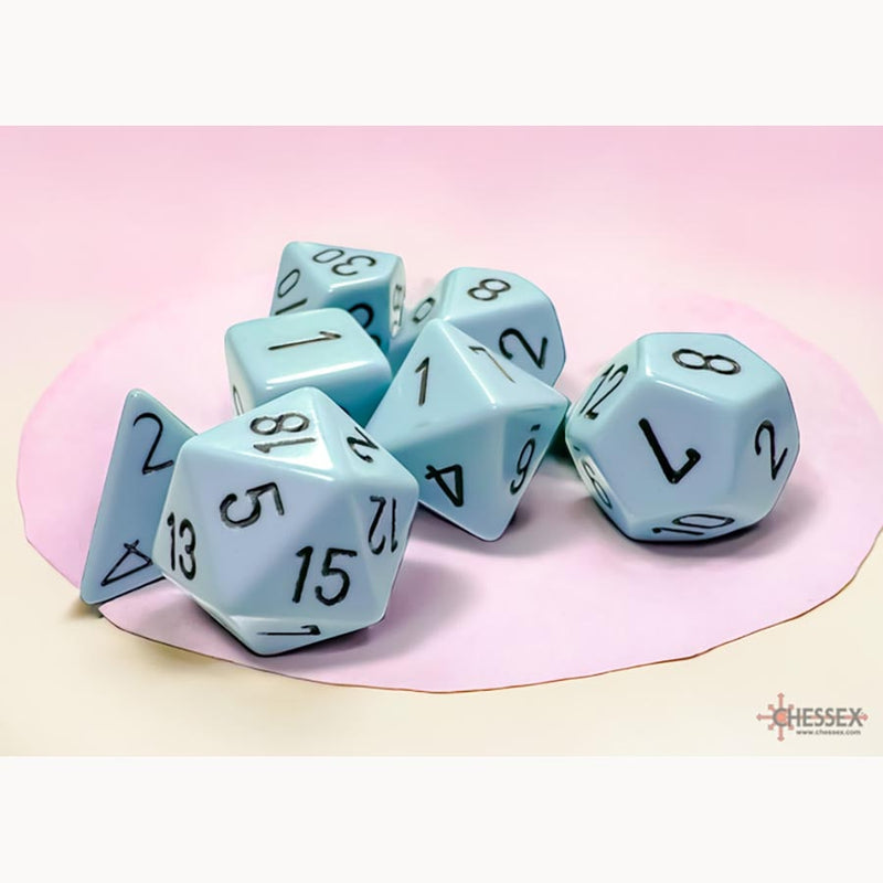 Chessex Opaque Polyhedral 7-Die Set - Pastel Blue with Black Numbers