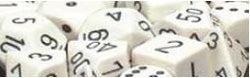 Chessex Opaque D10 Dice Set (10 Count) - White with Black
