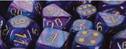 Chessex Lustrous 16mm D6 Dice (12 Count) - Purple/Gold