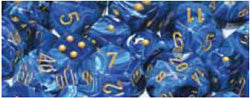 Chessex Vortex 12mm D6 Dice Block (36 Count) - Blue with Gold