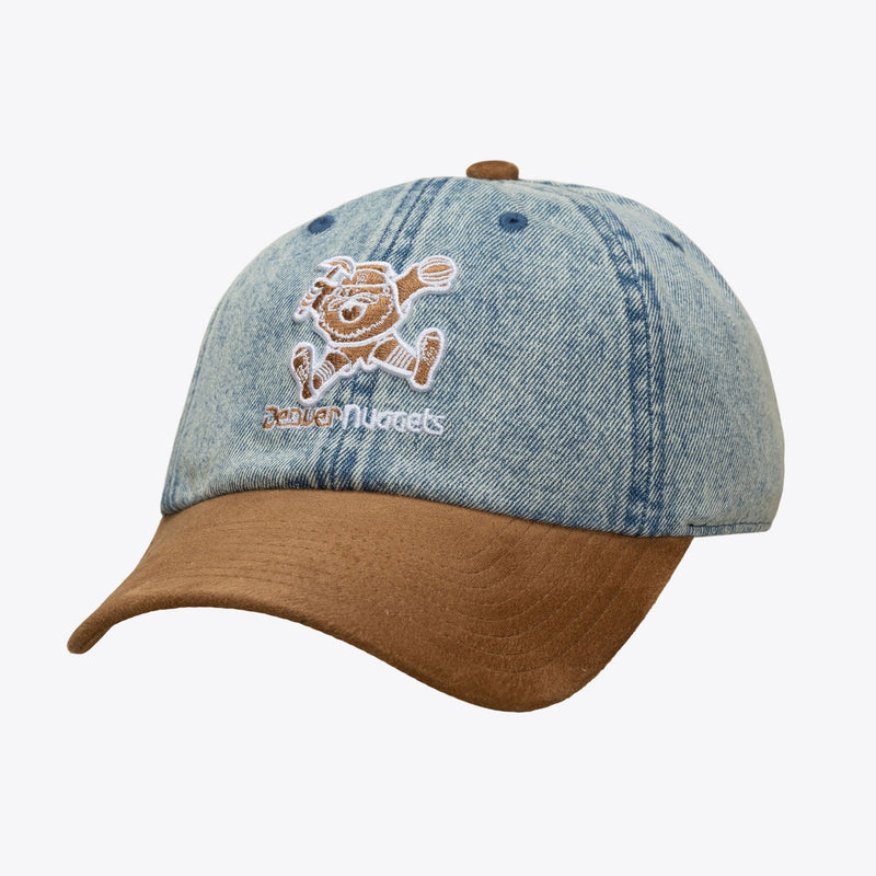 Mitchell & Ness Denver Nuggets Denim & Brown Suede Hardwood Classics 1904 Dad Adjustable Hat