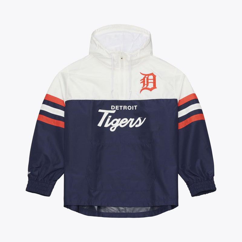 Mitchell & Ness Detroit Tigers Navy Head Coach Lightweight Anorak Quarter-Zip Windbreaker