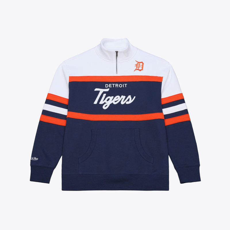 Mitchell & Ness Detroit Tigers Navy Head Coach Quarter-Zip Pullover