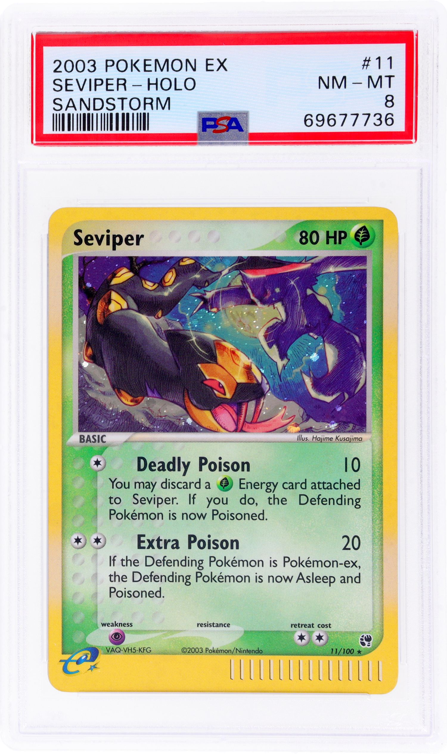 2003 Pokemon Ex Sandstorm Holo Seviper #11 PSA 8