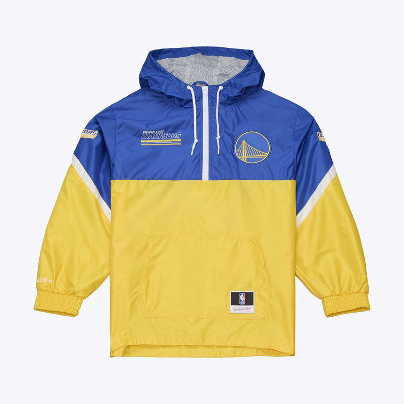 Mitchell & Ness Golden State Warriors Royal/Gold Triple Check Premium Quarter-Zip Windbreaker