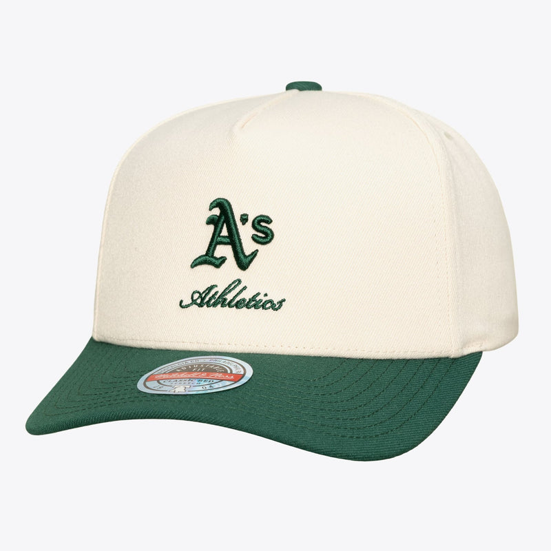 Athletics Mitchell & Ness Flawless Stretch-Snapback Hat - Cream/Green