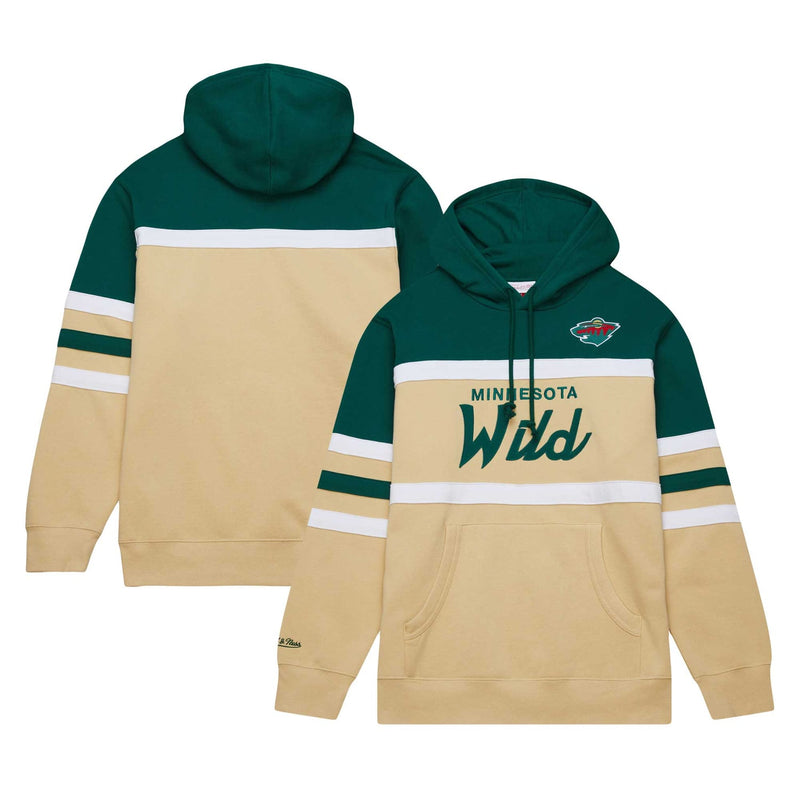 Minnesota Wild Mitchell & Ness Head Coach Pullover Hoodie - Cream/Green