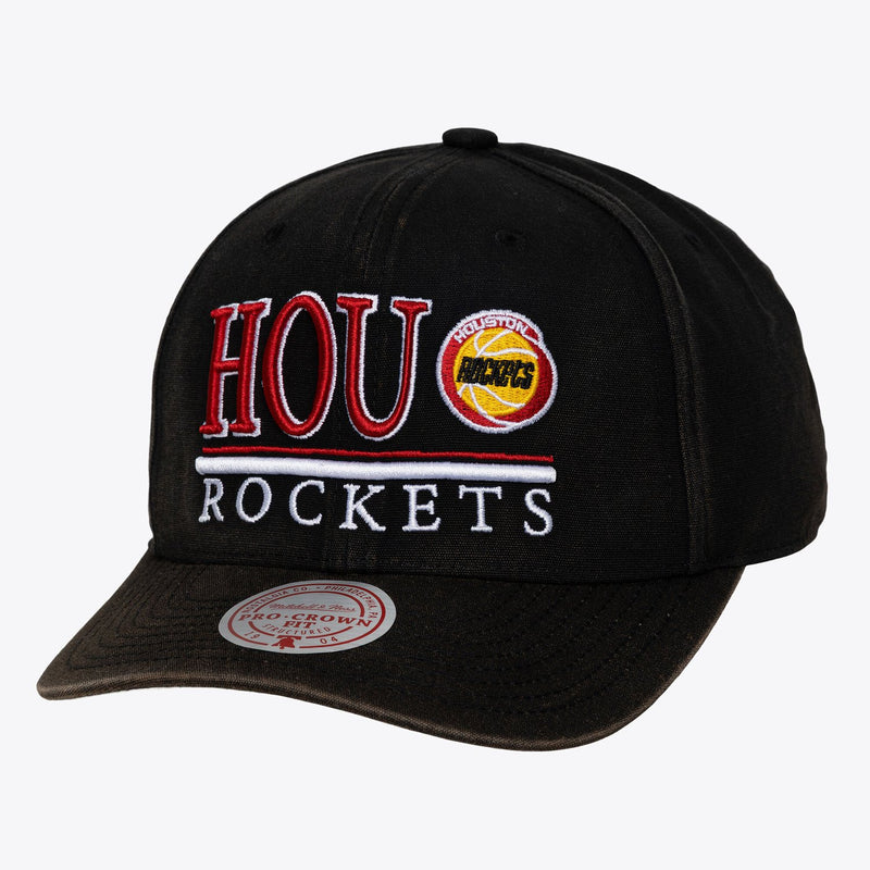 Mitchell & Ness Houston Rockets Black Hardwood Classics Trumble Pro Crown Adjustable Hat