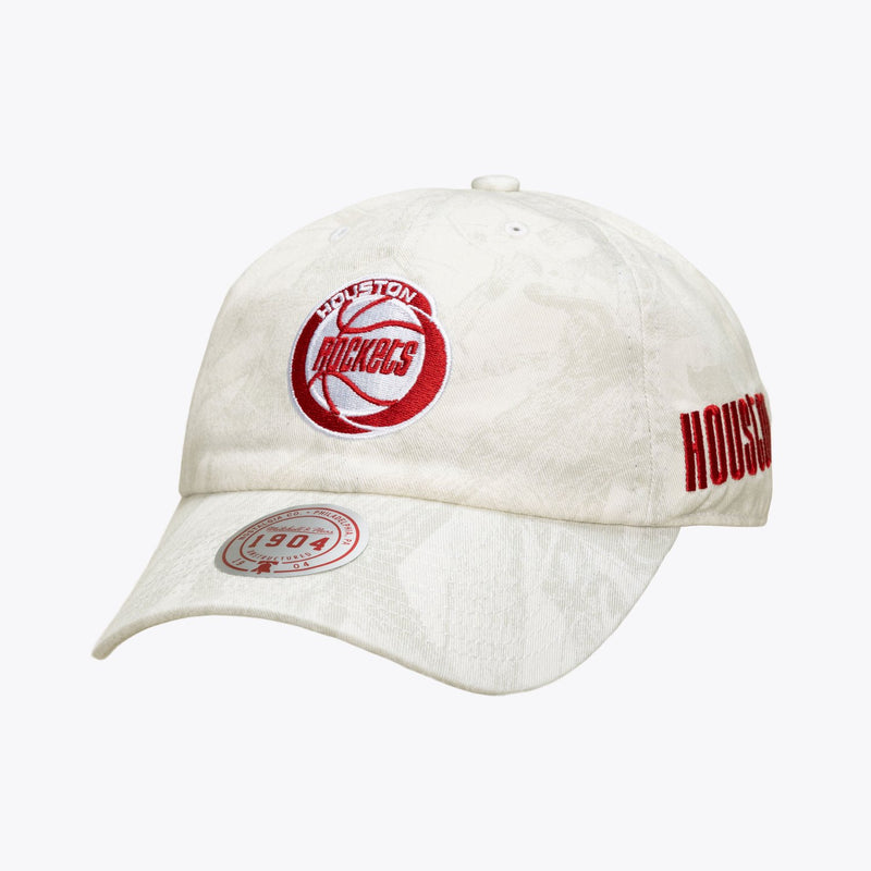Mitchell & Ness Houston Rockets White Hardwood Classics Ghosted 1904 Adjustable Dad Hat