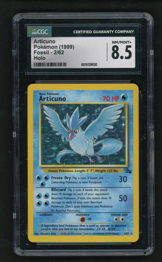 1999 Pokémon Fossil Articuno #2 Holo CGC 8.5