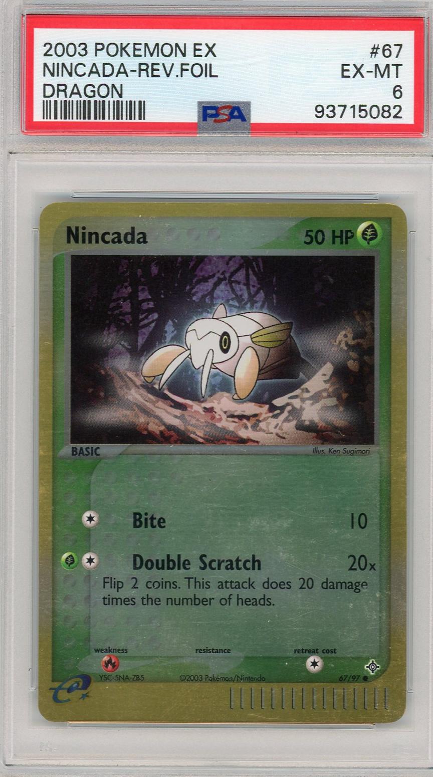 2003 Pokémon EX Dragon Nincada #67 Reverse Foil PSA 6