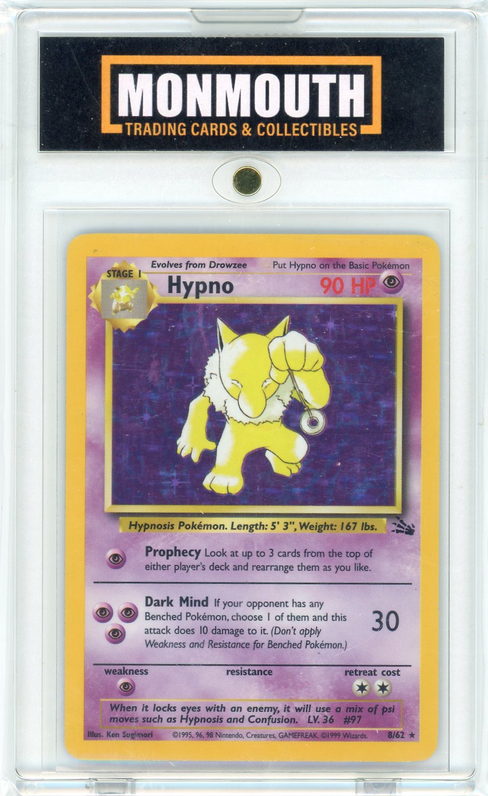 1999 Pokémon Fossil Hypno #8/62 Holo