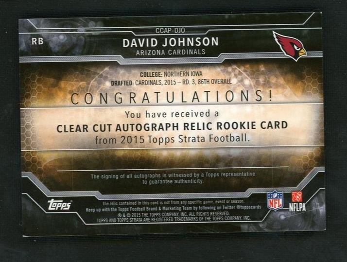 2015 Topps Strata Clear Cut David Johnson #CCAP-DJO RC RPA