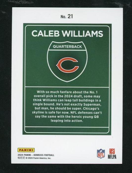 2023 Panini Donruss 21 Caleb Williams Downtown Rookie Bears