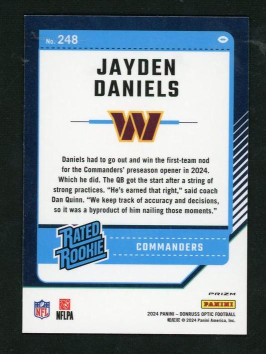 2024 Panini Donruss Optic Jayden Daniels #248 RC