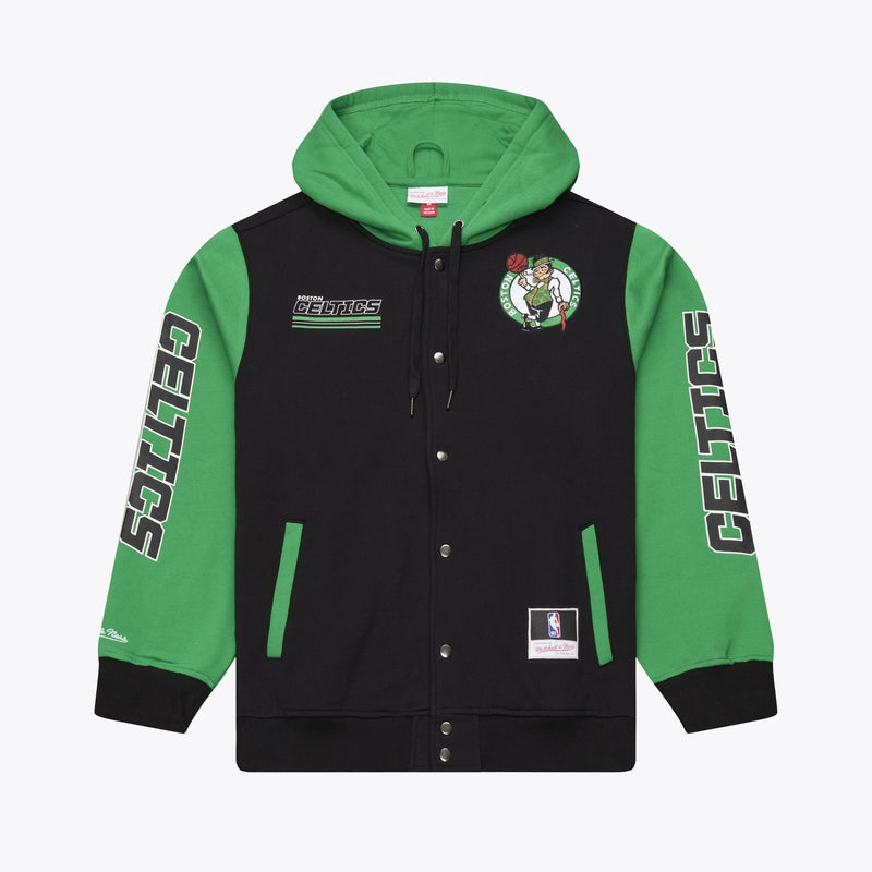 Mitchell & Ness Boston Celtics Black/Kelly Green Triple Check Fleece Full-Snap Jacket