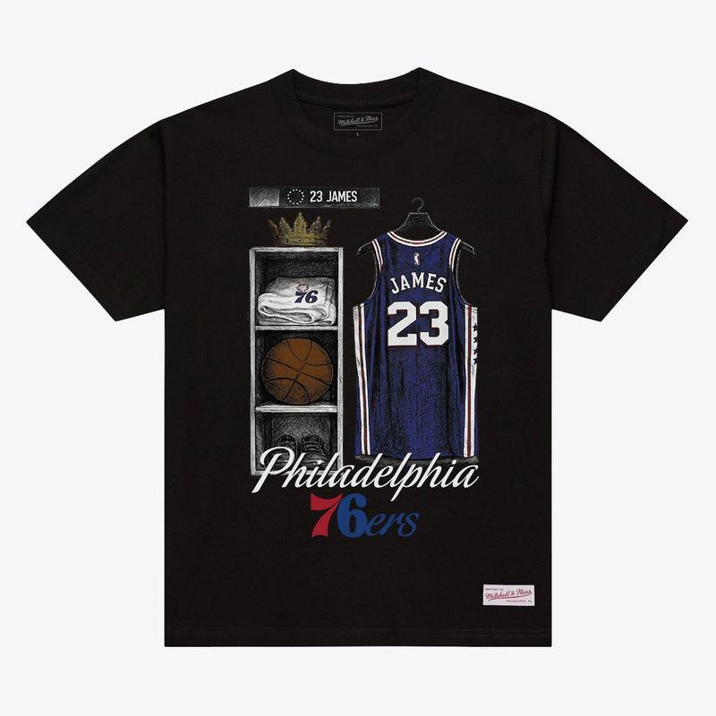 Mitchell & Ness LeBron James Philadelphia 76ers Black Locker Room T-Shirt
