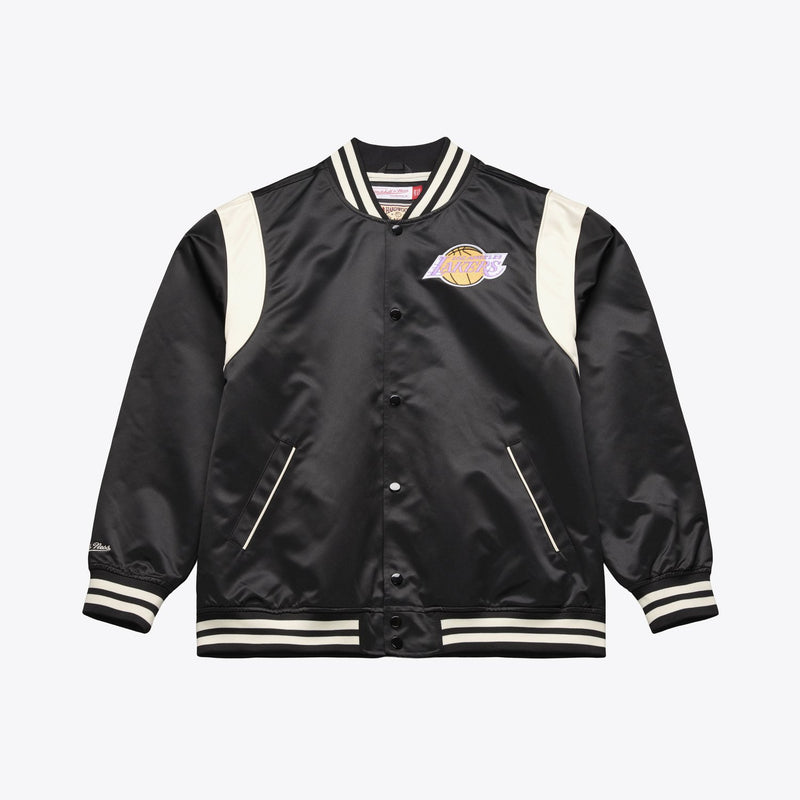 Mitchell & Ness Los Angeles Lakers Black Retro Roots Lightweight Satin Full-Snap Jacket