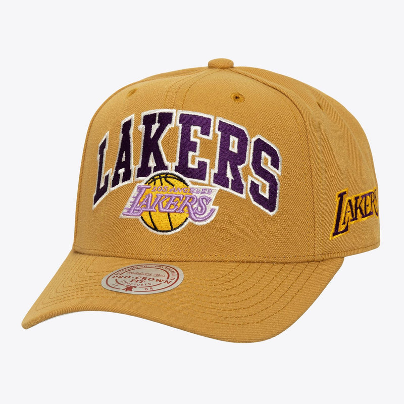 Mitchell & Ness Los Angeles Lakers Brown Hardwood Classics Dusted Arch Pro Crown Snapback Hat