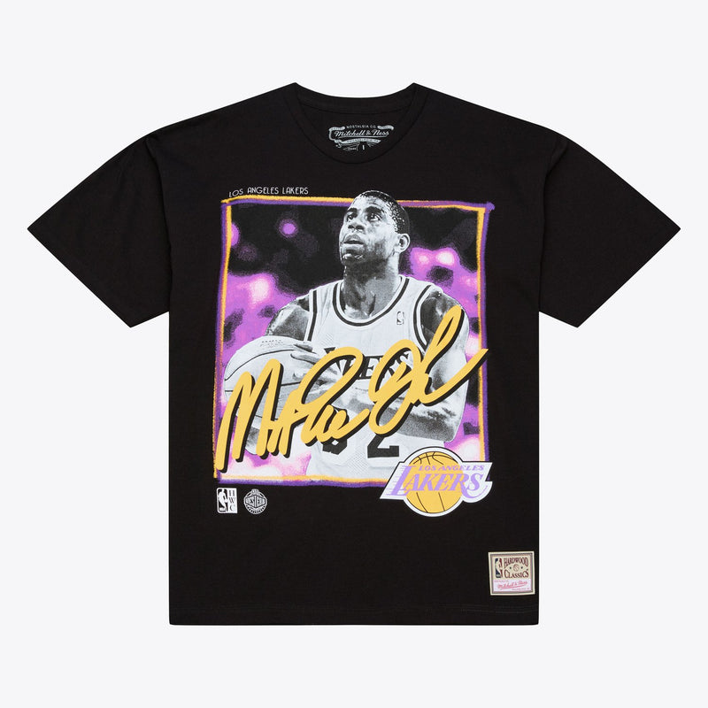 Mitchell & Ness Magic Johnson Los Angeles Lakers Black Freeze Frame Classic T-Shirt