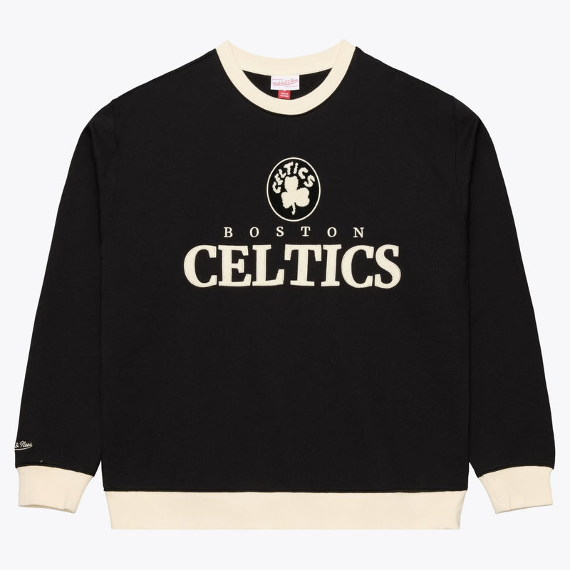 Boston Celtics Mitchell & Ness Cookies & Cream Fleece Crewneck Sweatshirt - Black