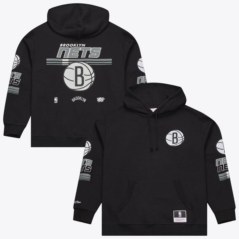 Brooklyn Nets Mitchell & Ness Triple Check Fleece Hoodie - Black