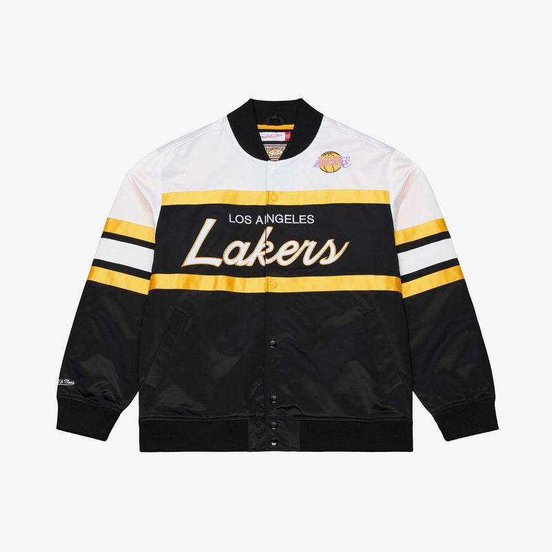 Los Angeles Lakers Mitchell & Ness Hardwood Classics Head Coach Lightweight Satin Full-Snap Jacket - Black
