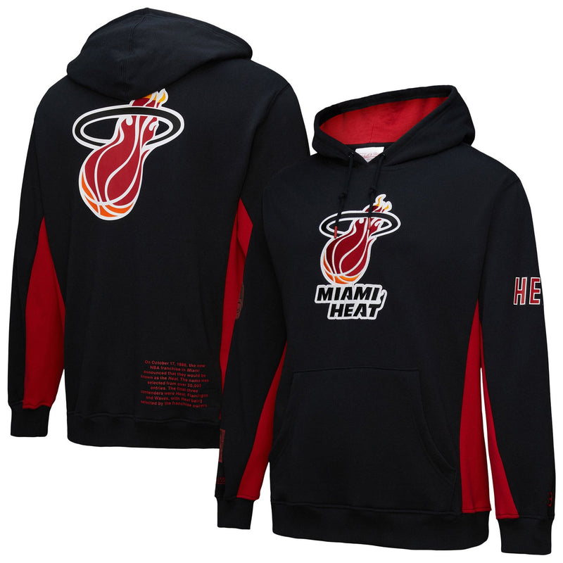 Miami Heat Mitchell & Ness Hardwood Classics Team Origins Fleece Pullover Hoodie - Black